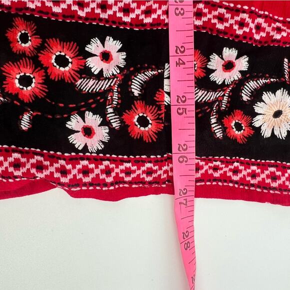 NWT J. Jill Ruffled Sleeve floral Top boho float sz 1x red black - Picture 9 of 9